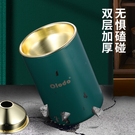 Olodo stainless steel ashtray with cover car ash anti-fly ash sand funnel ashtray office hotel commercial cigarette cup [retro green] upgraded cigarette buckle + printed elk picture