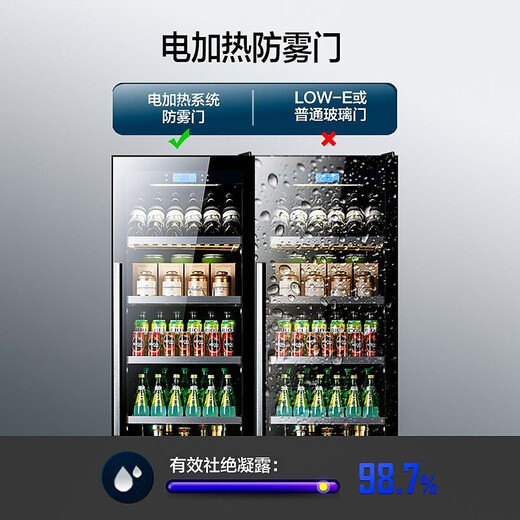 BAIKAILUN office glass door red wine tea beverage cabinet small home commercial living room fruit preservation cabinet air-cooled frost-free refrigerated cabinet display cabinet 1.8 meters air-cooled constant temperature red wine cup holder + ice bar style