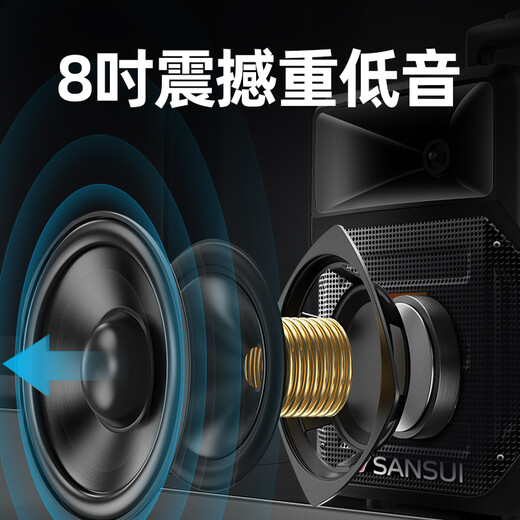 SANSUI A8-66 8-inch square dance audio outdoor karaoke audio Bluetooth speaker teaching amplifier ktv audio all-in-one karaoke mobile portable trolley audio flagship version 8-inch bass + dual microphone