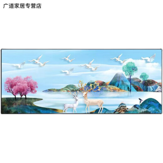 OLOEY床头画卧室自粘房间装饰画主卧背景图现代轻奢酒店墙贴画简约壁画 床头画-1105 高35CM-长100CM 整张