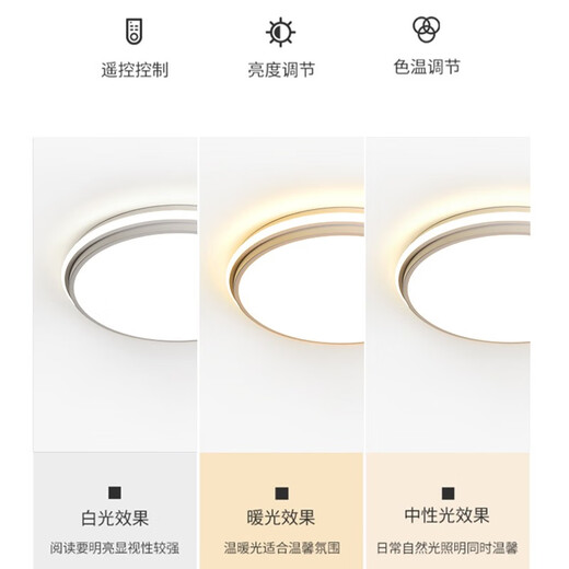 欧普达科奇卧室灯简约现代圆形led吸顶灯2025年新款北欧家用房间灯中山灯具 9215白色圆形-40cm无极调光