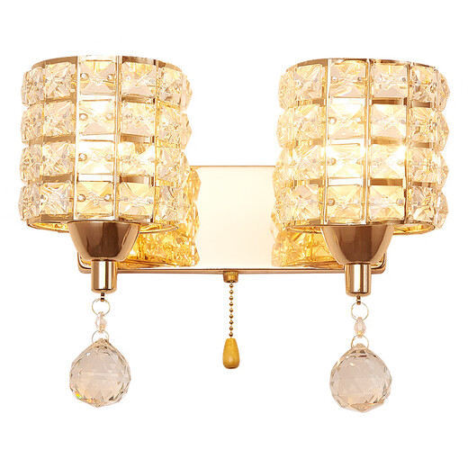 Wall lamp with built-in switch LED bedroom bedside lamp with pull switch modern simple balcony staircase living room aisle double-head wall lamp lemon yellow 6015 with pull switch