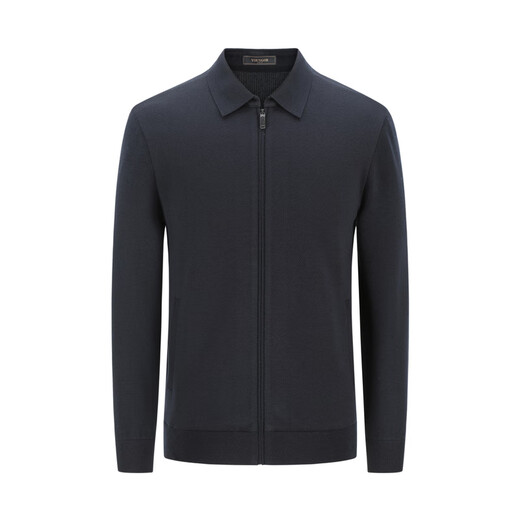 YOUNGOR sweater men's young men's sweater lapel zipper cardigan wool blend autumn outer wear shopping mall same style Navy YWHW615219FFA M 100cm