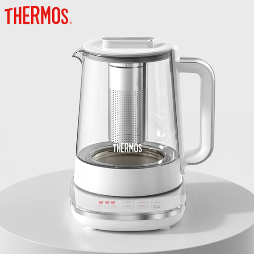 THERMOS Health Pot Pure Titanium Bottom Household Multifunctional High-end Office Small 2024 New Kettle Teapot Tea Maker EHA-1616E White 1.5L