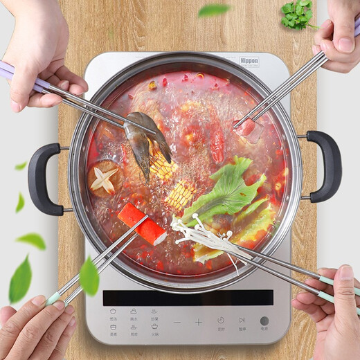 Guangdong Kaide Stainless Steel Thickened Soup Cooker Gas Induction Cooker Universal Hot Pot Bacteria Double-eared Boiling Water Boiling Pot Gas 28cm Pot Single Base