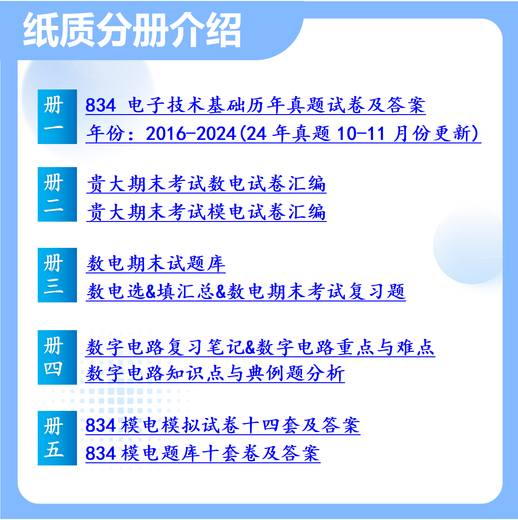 24 Guizhou University Postgraduierte Aufnahmeprüfung 834 Elektronische Technologie Basics Guizhou University Elektronische Information Elektronische Wissenschaft Erste Testfragen fünf Bände von Papierbüchern für elektronische Materialien