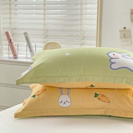 Nanjiren (NanJiren) cotton pillowcases, a pair of pure cotton twill reactive printed pillowcases, pillow leather, cute rabbit [comfortable double-sided cotton] envelope pillowcases 48*74cm, two sets