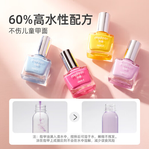 弥鹿（MiDeer）弥鹿儿童化妆品玩具指甲油盒公主彩妆全套装小女孩生日礼物 组合：美甲礼盒+丙烯画笔6色