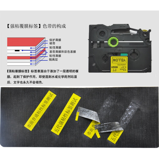 Cinta de la máquina de etiqueta 24 mm Strong Sticky Tz Printing Paper TZE-251/151/451/551/651/751 Fondos dorados de 24 mm de cinco mm Carta negra