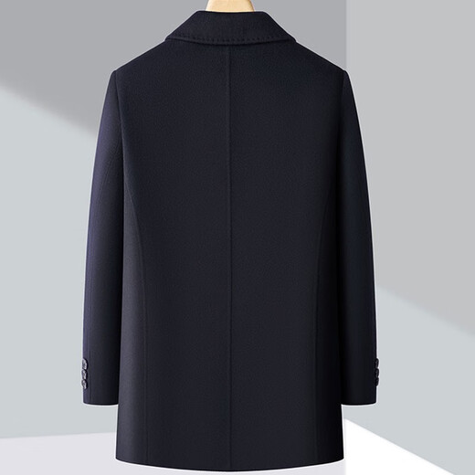 Pierre Cardin Cashmere Wool Coat Men's Mid-Length Removable Goose Down Liner Middle-aged Thickened Warm Double-sided Wool Coat Navy XL (180) Code - Recommended Weight 145-160 Jin Jin is equal to 0.5 kg