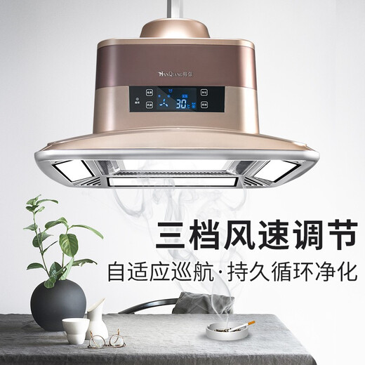 Koreanisch Mahjong Leichtes Schach und Kartenraum Luft Raucherreiniger Fernbedienung Automatisch Heben Kronleuchter Smart Home Reinifikation Leuchte Big Five Lamps_Champagne Gold (mit Display -Bildschirm)