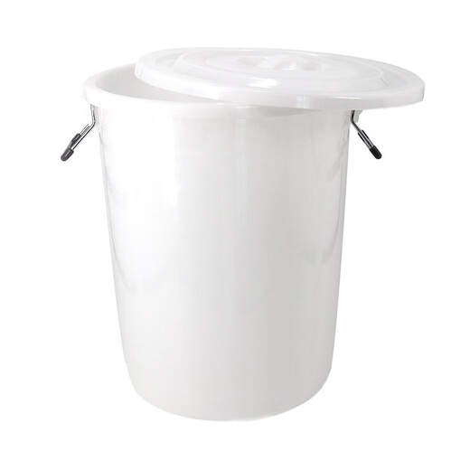Xingyun large plastic drum round storage bucket large capacity hotel kitchen trash can outdoor white without lid filled with water about 65Jin Jin equals 0.5kg industrial product thickened