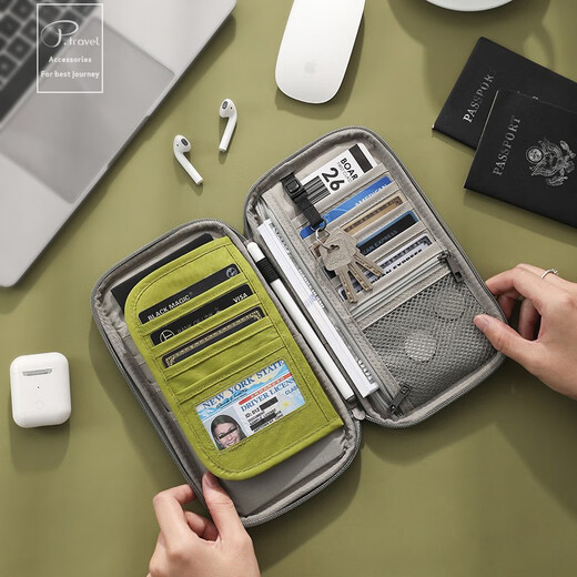 POTRAVEL.DESIGN出国旅行户外男女证件包出差护照包证件夹零钱包卡包收纳包 蓝色