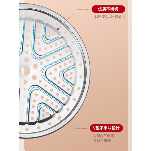 ASD steamer steamed buns double-layer 304 stainless steel soup pot multi-layer multi-purpose pot ZS26C5J/28/32 thickened 9.2L 28cm