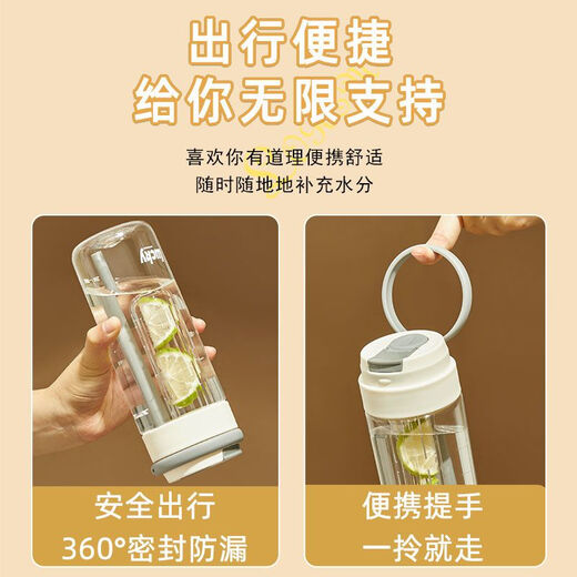 Xiaomi Guoba tritan girls new high-looking water cup summer cup high temperature resistant plastic student portable straw male fitness white 700ml thickened version heat resistant 120 degrees single cup + gift 3