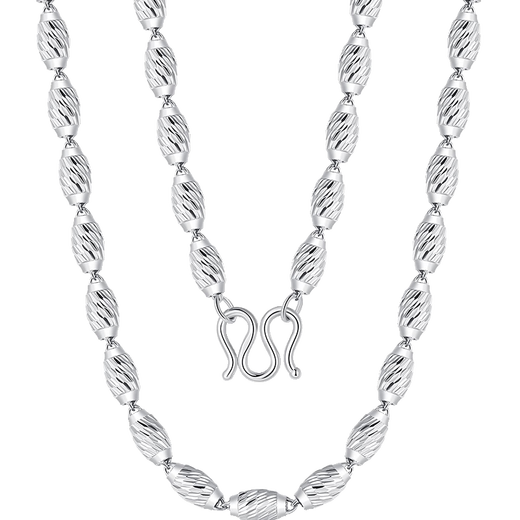 Aido Diamond Platinum Necklace Men's pt950 Platinum Olive Bead Chain Shiny Thick Plain Chain Weight 13.00g Length 55cm Thick About 2.8mm