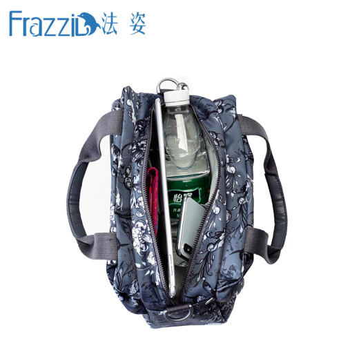 法姿女式手提包2021新款休闲尼龙布包时尚灰简约斜挎包经典妈妈包   1289 1289欧式花炫灰
