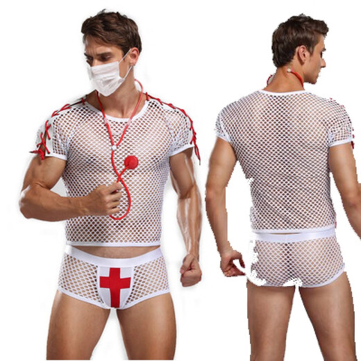 Universal Men's Sexy Uniform Bunny Boy Christmas Costume Men's G-string Clothing for Men Mesh Doctor Uniform