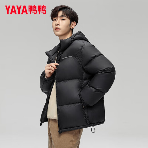 鸭鸭（YAYA）羽绒服男短款2024冬季新款加厚潮流面包服休闲百搭外套 黑色 XL (180)