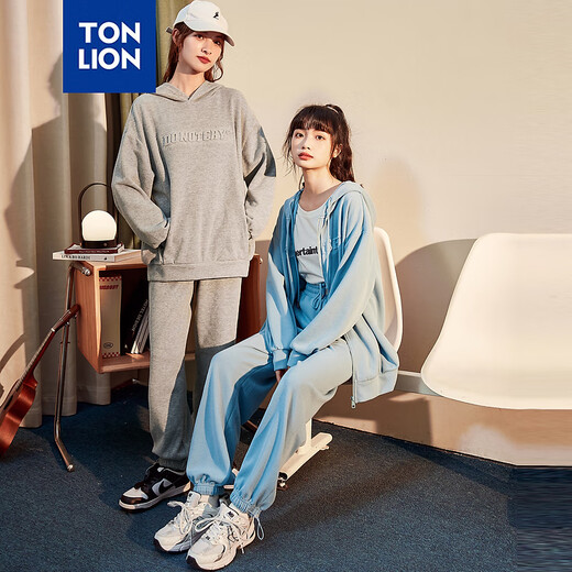 Tang Shi Women's Drawstring Knitted Pants Suit Women's Cardigan Moon Blue L