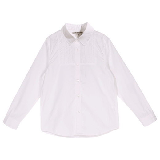IVY HOUSE Ivy children's clothing for boys and older children in autumn new style classic simple long-sleeved white shirt college breathable cotton white ((bow tie not included)) 120cm