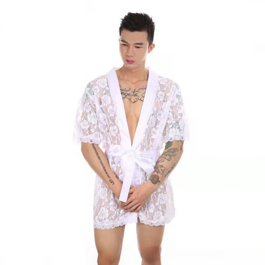 Men de nuit de sexe pour hommes pour hommes super sexy en dentelle transparente du string de peignoir à la maison