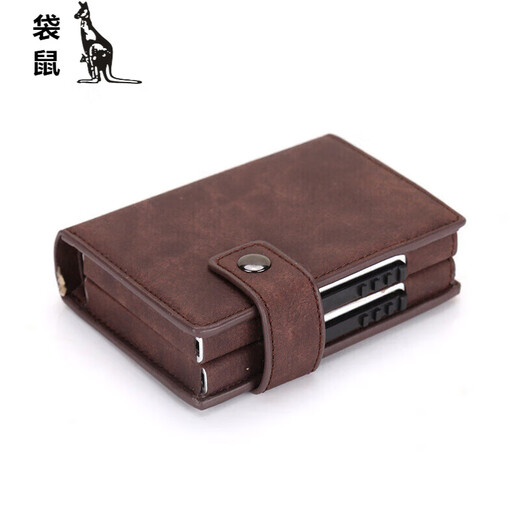 Caja de tarjetas de doble tarjeta de canguroo Billet de billetera Anti-demagnetización RFID Bag Card Creative Business Card Billet Billet Bold de billetera [520 Crazy Horse Negro