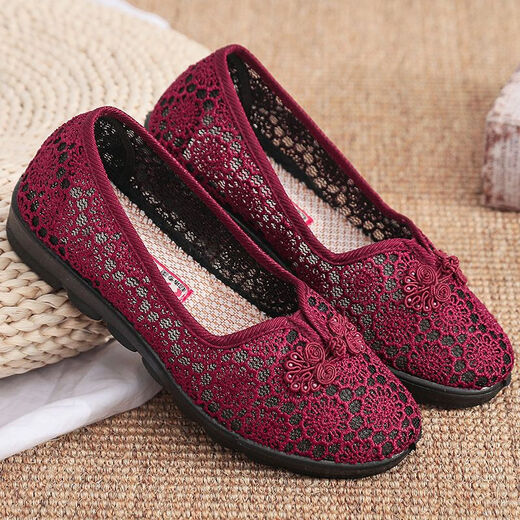 Song Meifen elderly shoes for women 70-80 years old cloth shoes widened cool comfortable breathable mother shoes non-slip soft sole summer old Beijing 7170 brown 36