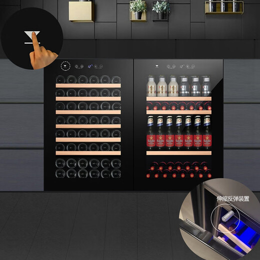 Gironde BI48S built-in red wine cabinet, constant temperature wine cabinet, beverage cabinet, tea refrigerator, household high cabinet built-in for restaurants and bars, frequency conversion-885 high full glass door dual temperature, 42 bottles