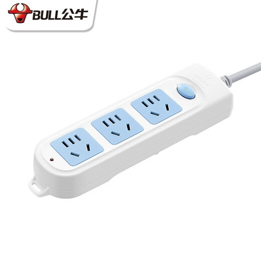 BULL three-position two-three plug multi-hole GN-606A 1.8 meters new national standard socket wiring and drag strip master control switch blue and white classic