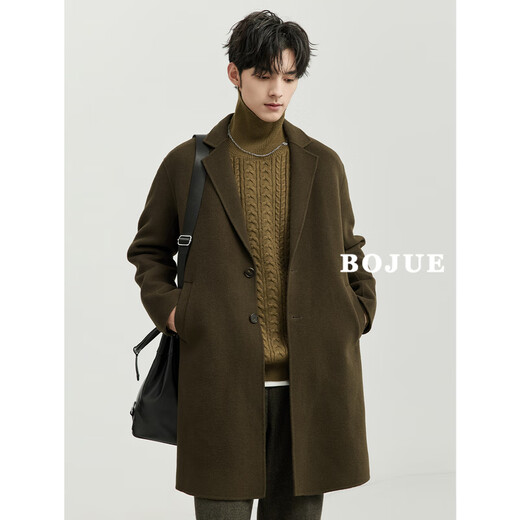 Earl Zoer [Clairing Up] Bolitiat en laine de banlieue Mabinement en laine double face pour le manteau de laine de la longueur et de la version coréenne d'hiver pour hommes p341327 Forest Green M