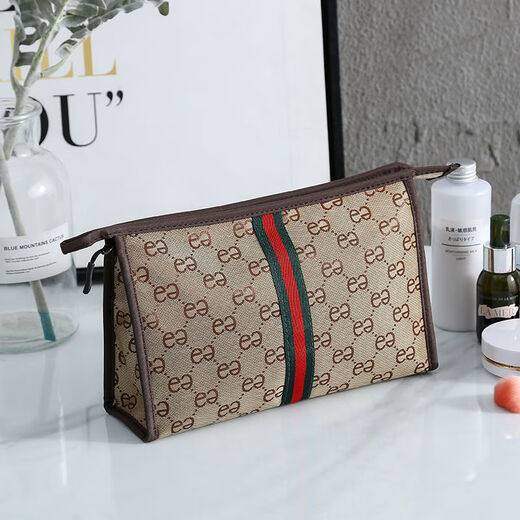 Travel makeup storage bag, portable toiletry bag, waterproof business trip, change, keys, small items, mini storage bag, Khaki - medium - size 22*13cm