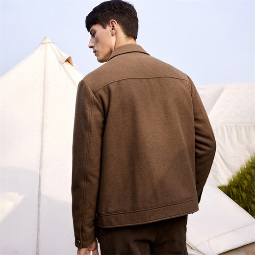 Tanzen mit Wölfen [Baumwolle] Wolle im britischen Stil warme dicke Jacke winddes Herrenjacke 701 Khaki 170