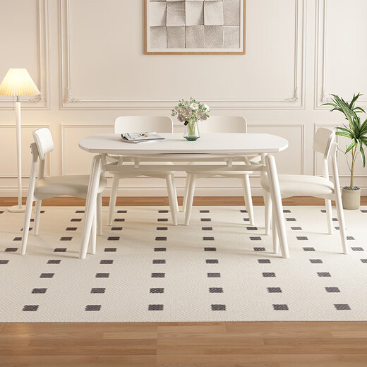 
Pashaman dining table creamy style rock slab dining table small apartment rectangular dual-purpose telescopic dining table and chair combination simple white 1126Y [pure white] 1.2 meters dining table 1908Y+6 chairs 6195Y