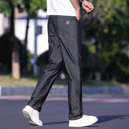 
Romon thin jeans men's loose straight ice silk business pants men's summer elastic dad casual trousers trendy 9763 ice silk blue regular 30