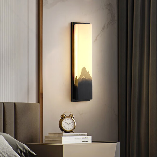 Qianzhang Lamp New Chinese style full copper marble wall lamp gate courtyard exterior wall outdoor bedroom study background wall bedside living room Zhongshan Height 80CM * Width 15CM Outdoor waterproof type B