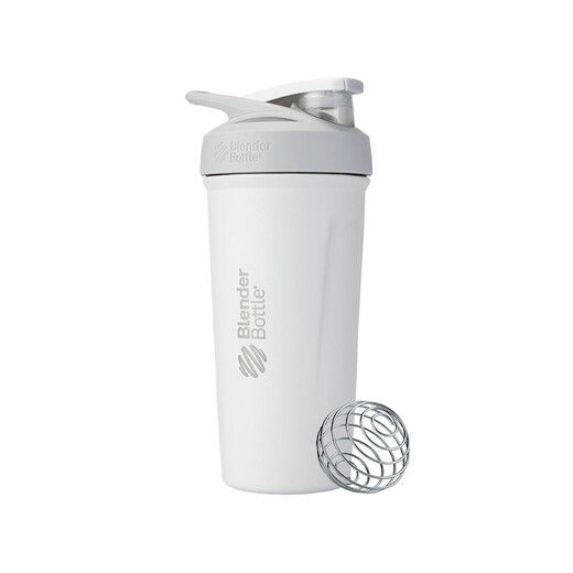 Blender Bottle Strada Protein Powder Stainless Steel Shaker Cup Mixing Ball Portable Sports Water Cup Fitness Water Bottle Milkshake Cup 24oz Stainless Steel - Stratus White 710ml