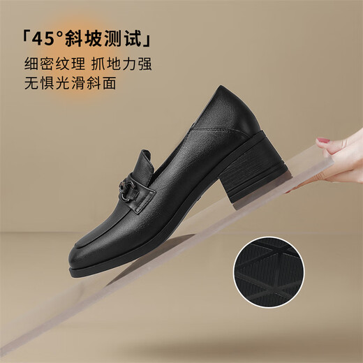 Zhr Capa de la cabeza de la cabeza de vaca Mocasfas de mujer Retro Caíla Retro Mujer zapatos de cuero de cuero Mujeres Toe Single Shoes Kl03 Negro 36