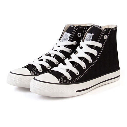 Huili Classic High-Top Canvas Zapatos Versátiles de moda Moda y zapatos para mujeres Zapatos casuales Zapatos WXY-473T Negro 42