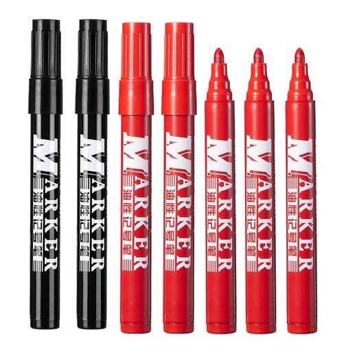 Comix (comix) Red negro de cabeza gruesa Logística de cabeza grasa Pen 12 piezas/herramientas de papelería de taquilla MK818 MK831 Línea de marcador graso 2 mm rojo