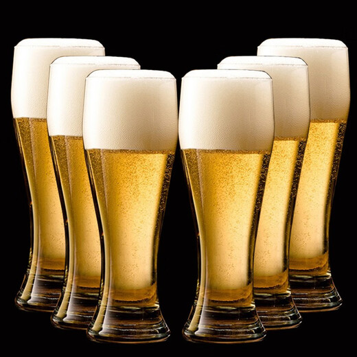 VINOS original imported glass beer mug large draft beer mug creative bar KTV craft waist beer mug set imported beer mug 520ML*6 pieces