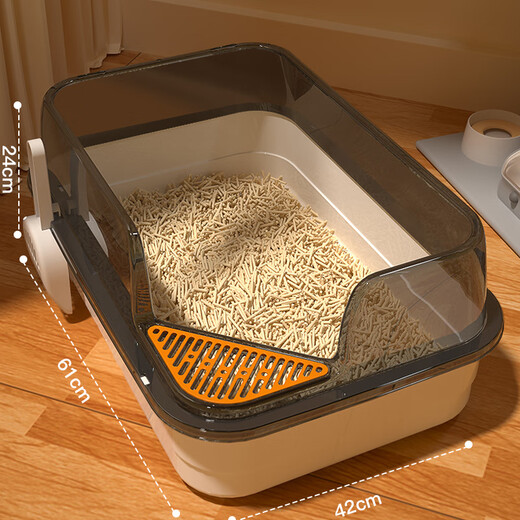 HELLOJOY cat litter box fully enclosed large cat toilet anti-splash cat litter box cat litter box cat litter box drawer style gray