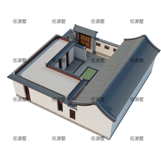 任源墅一层中式四合院别墅图纸设计农村自建房房屋建造设计施工图纸719