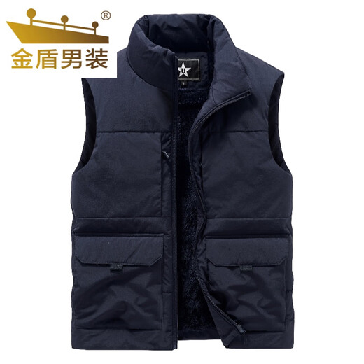 金盾棉马甲男冬季加绒保暖背心多口袋工装羊羔绒马夹加厚大码坎肩外套 8776款卡其色(加棉) 加绒 2XL 推荐(140-155斤