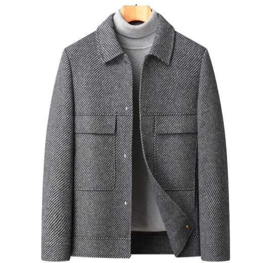 皮尔卡丹（pierre cardin）男士双面羊毛夹克加厚中年爸爸羊毛呢子短款大衣外套男 灰色 170/88