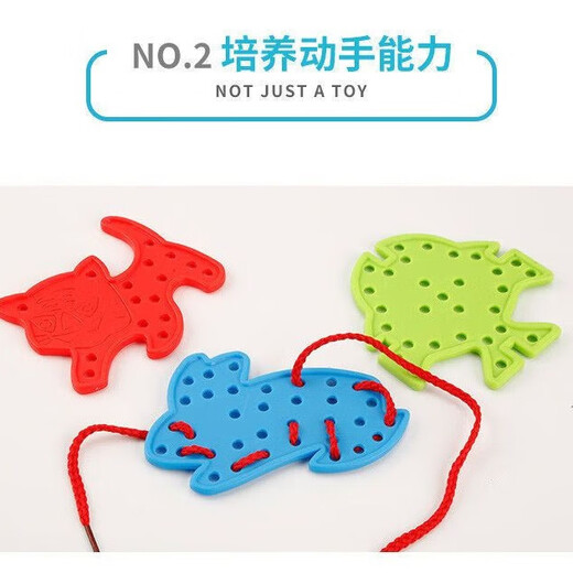 Traying Botu Los juguetes de la tabla de enhebrecimiento para niños Botears Kindergarten Educación temprana Educativa Animal Fruit de transporte Deja de 1 a 3 años en bolsas de 20 piezas 20 cuerdas de color de color al azar