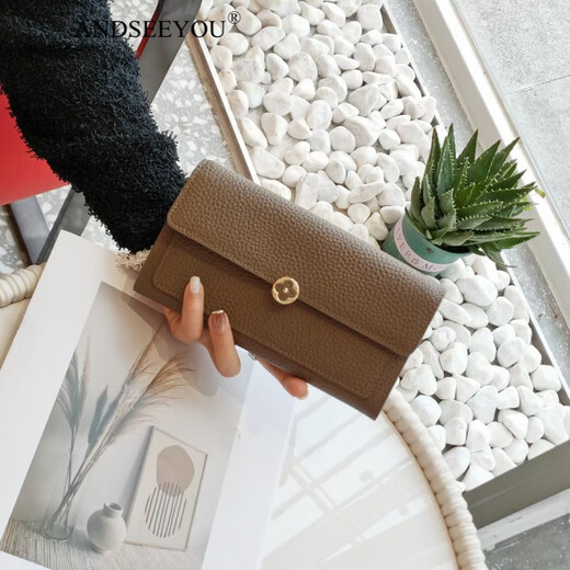 ANDSEEYOU brand long wallet women's new yellow cowhide fortune wallet fashion four-leaf clover soft cowhide clutch Chinese Valentine's Day yellow as shown in the picture
