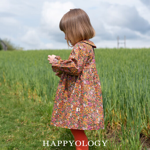 Happyology British children's dress embroidered Smak girls' skirt spring and autumn style long-sleeved dress forget-me-not flower sea 104 (104cm)