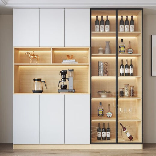 CLCEY PARAJE High Gabinete High Wall Light Luxury Home Room Gabinete de vinos Restaurante Armario de té Gabinete de almacenamiento de cocina Modelo de madera maciza 15280*40*220
