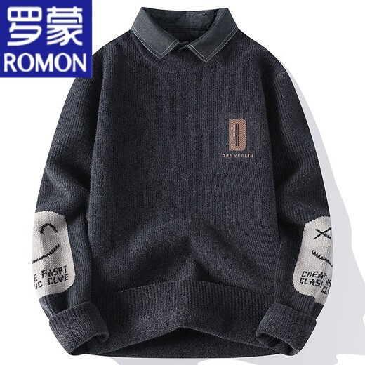 Romon (Romon) Collier de chemise de base d'automne et d'hiver faux pull à deux pièces pull chaud chouchure en tricot de couchet tricot de base de manteau de base m9901 m blanc [collier de chemise] m